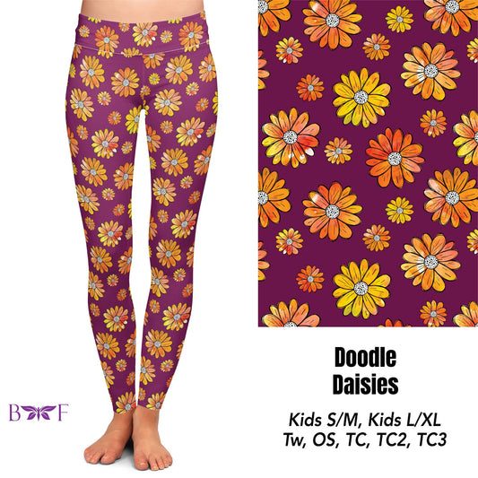 Doodle Daisies Leggings with pockets