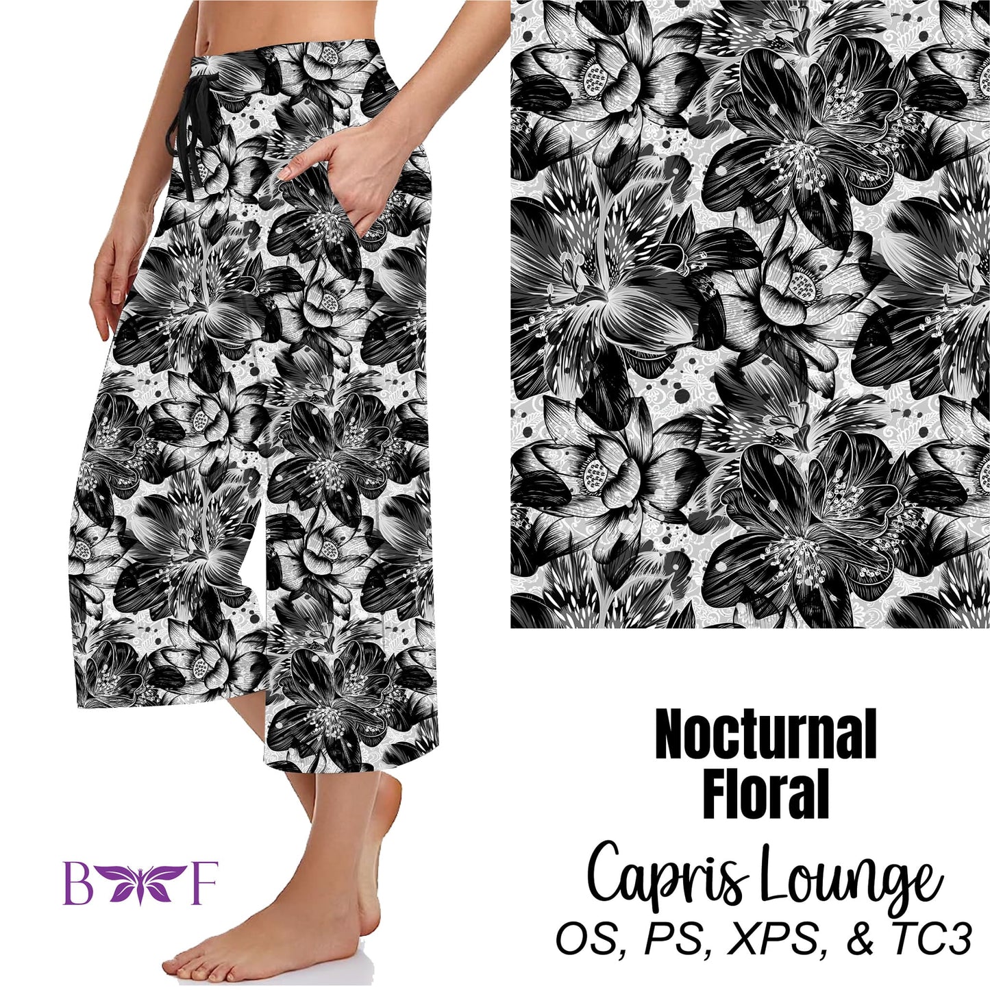 Nocturnal Floral Capris and Capri Lounge Pants