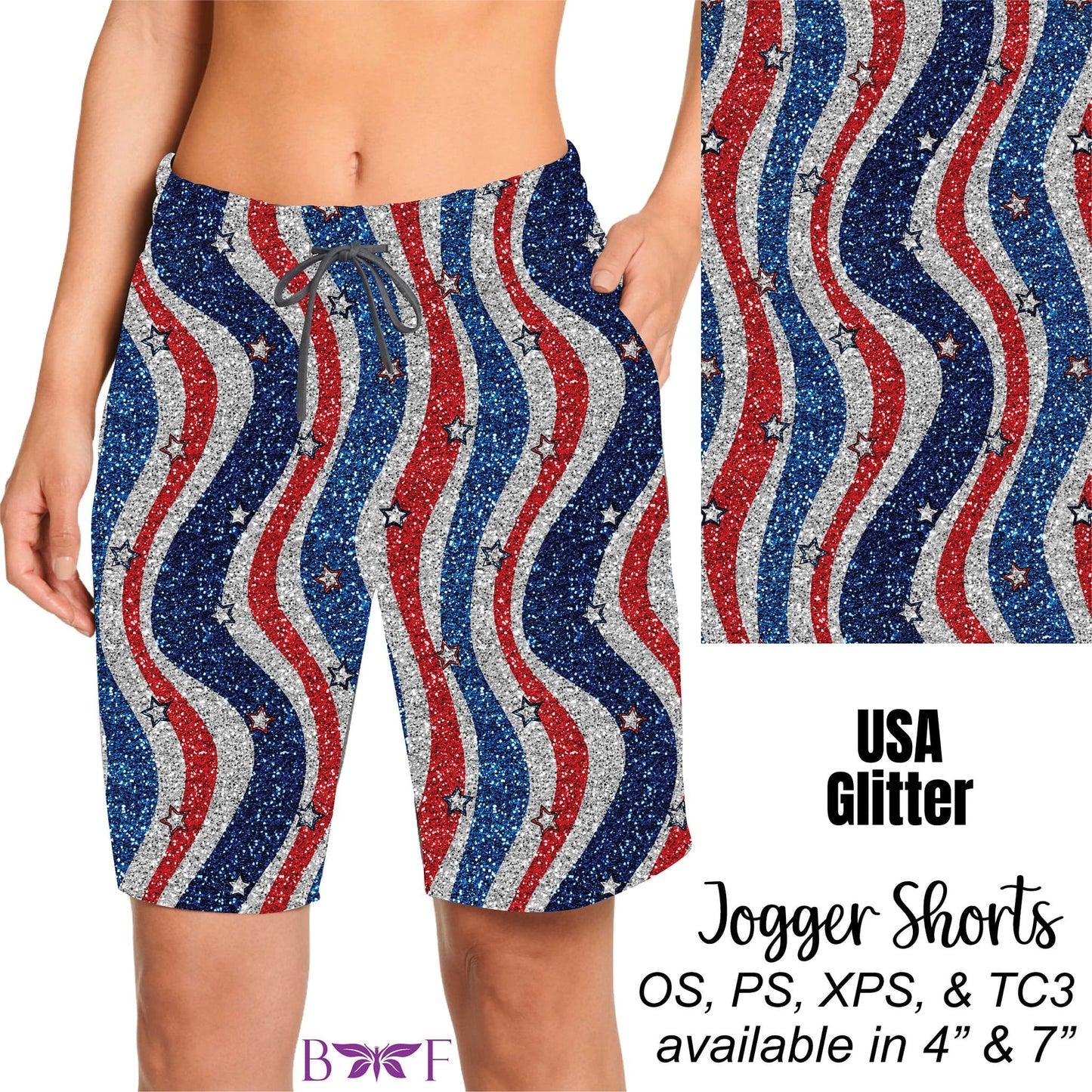 USA Glitter Capris with pockets