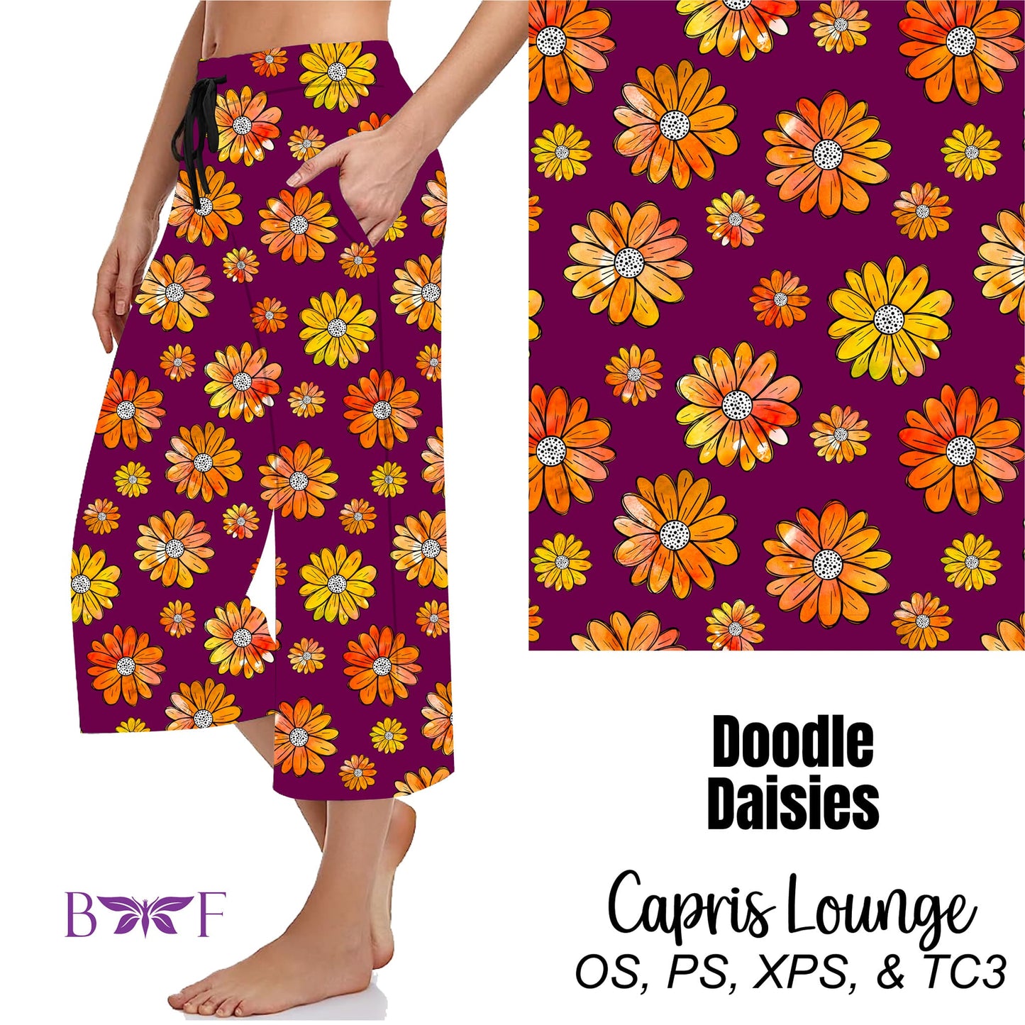 Doodle Daisies Leggings with pockets