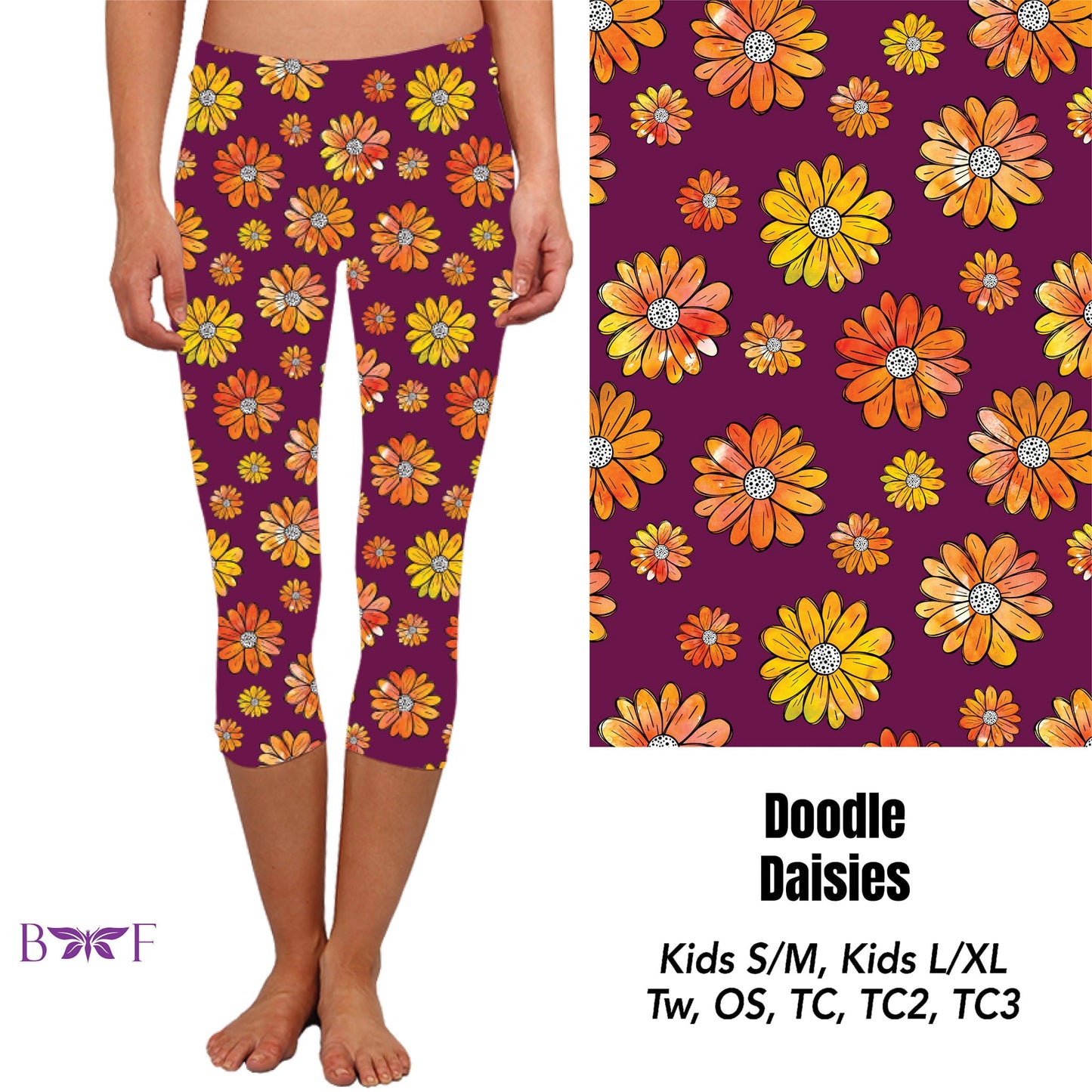 Doodle Daisies Leggings with pockets