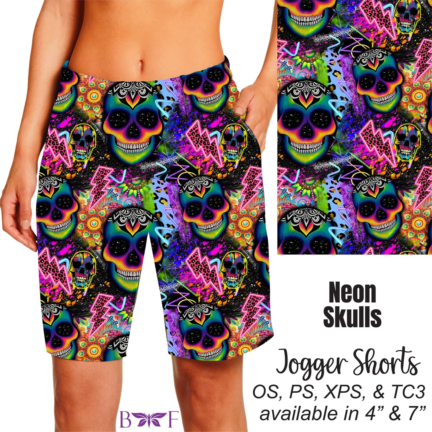 Neon Skulls Capris with pockets