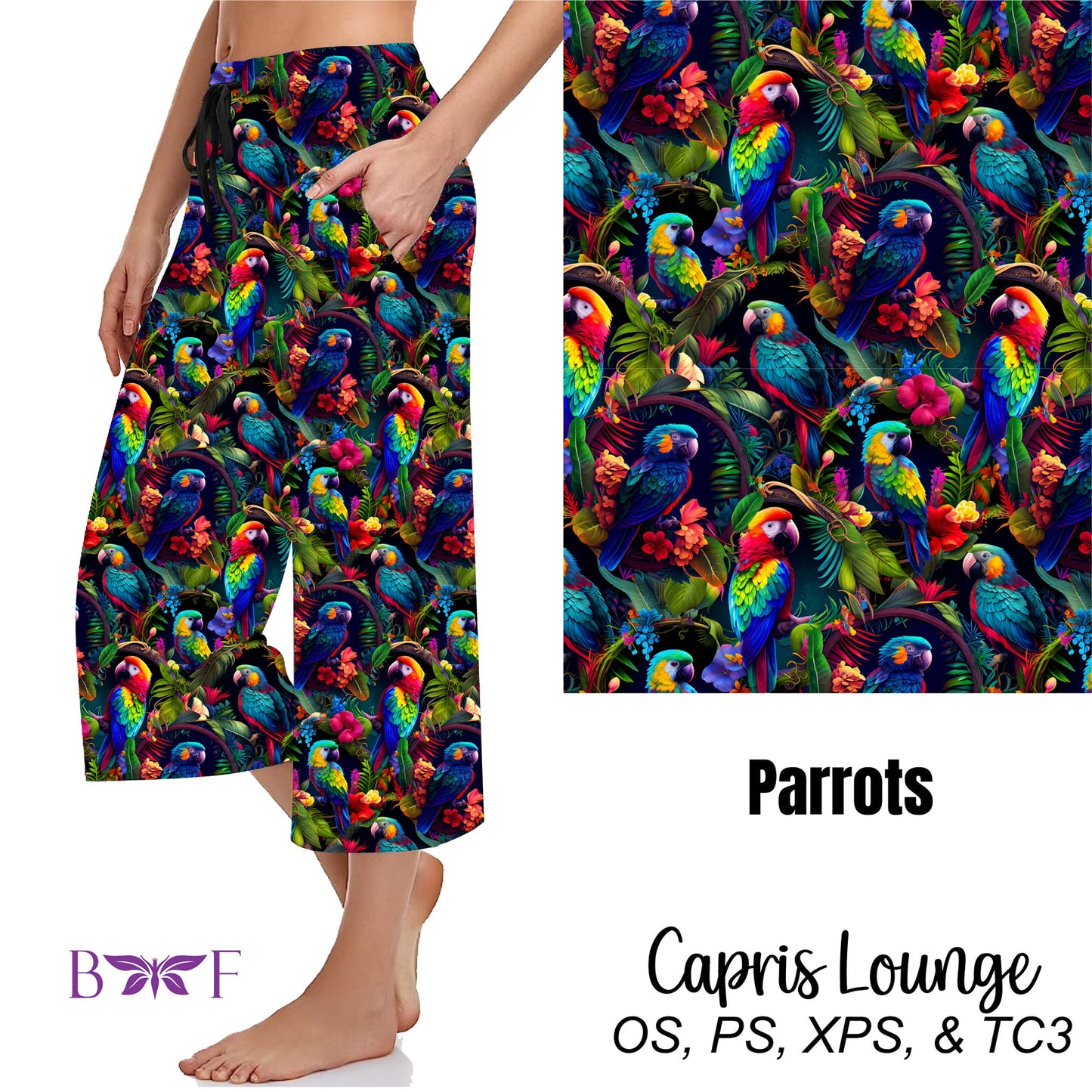 Tropical Parrot biker shorts with pockets