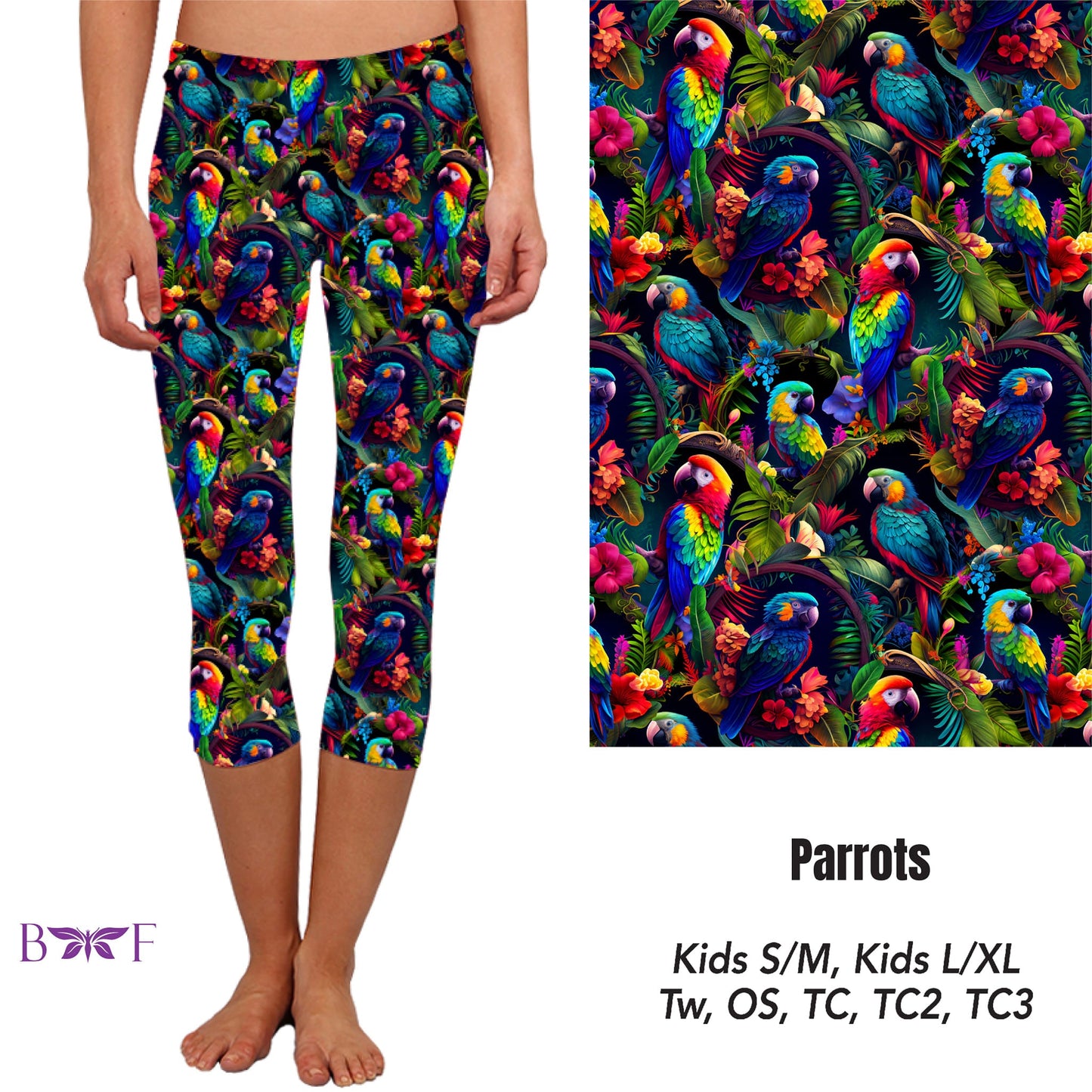 Tropical Parrot biker shorts with pockets