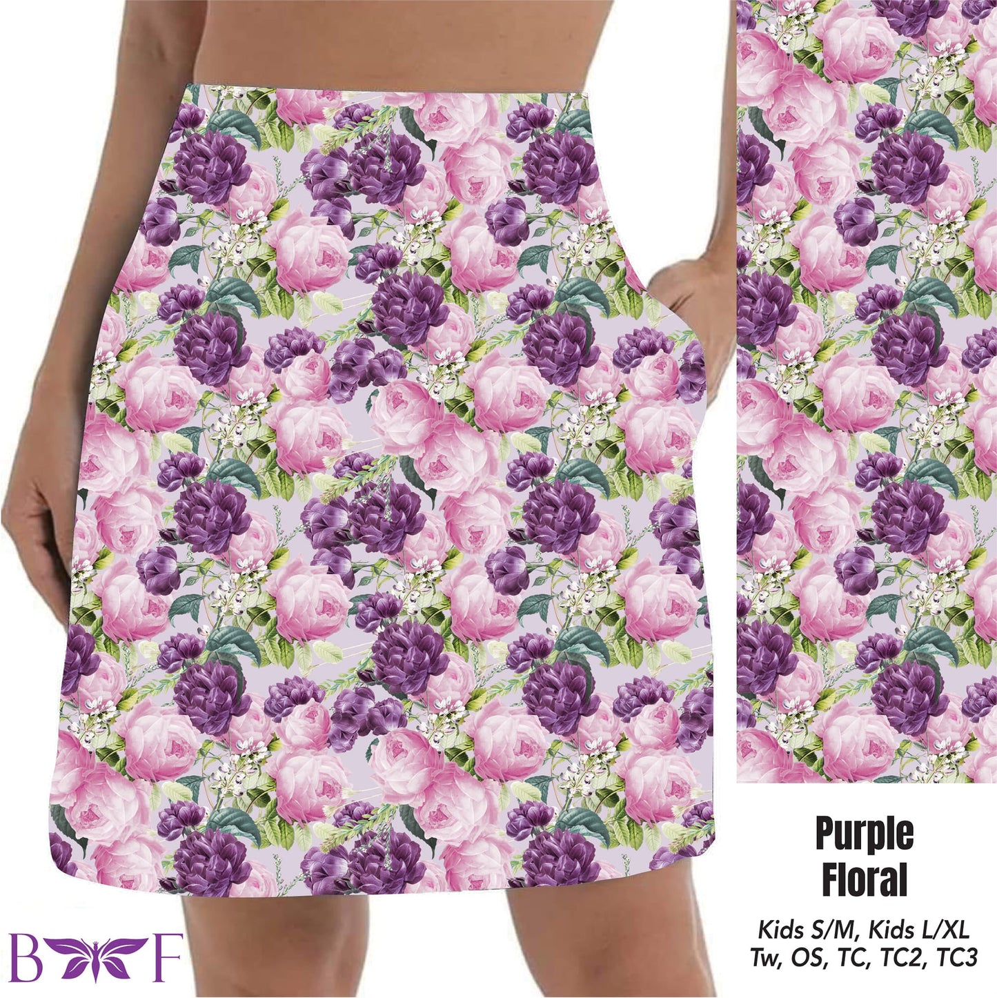 Purple Floral Skort