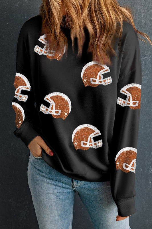 Sequin Round Neck Long Sleeve Sweatshirt