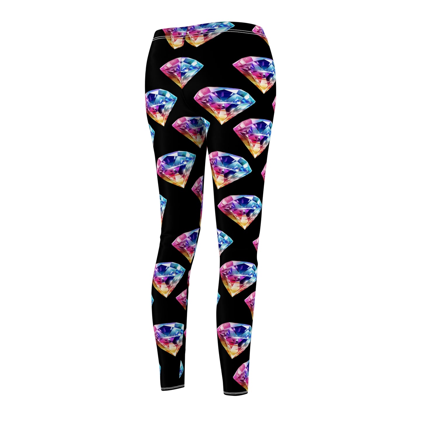 Galaxy Diamond Print Leggings — Colorful Gemstone All-Over Print