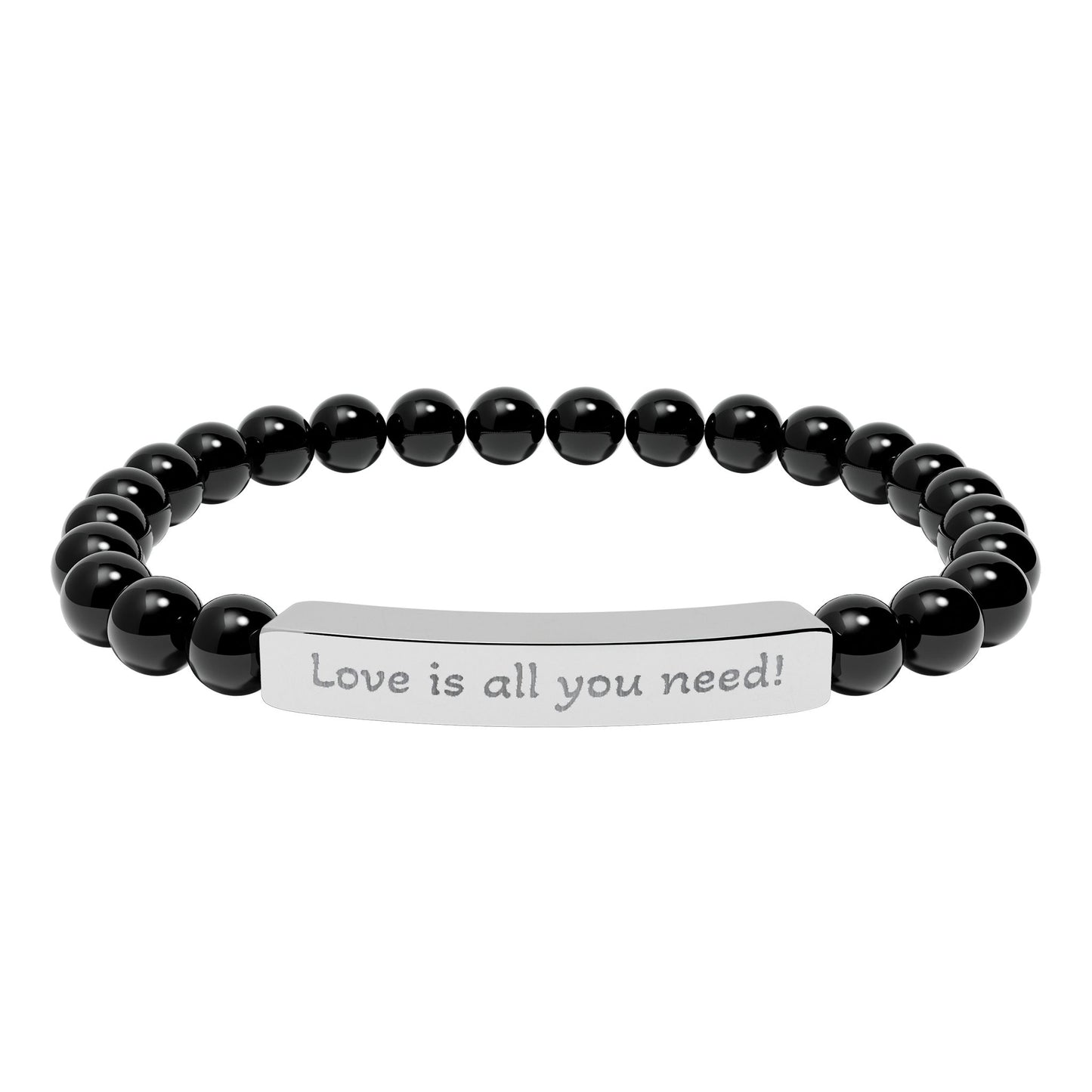 Engraved Natural Stone Stretch Bracelet — “Love is all you need!”