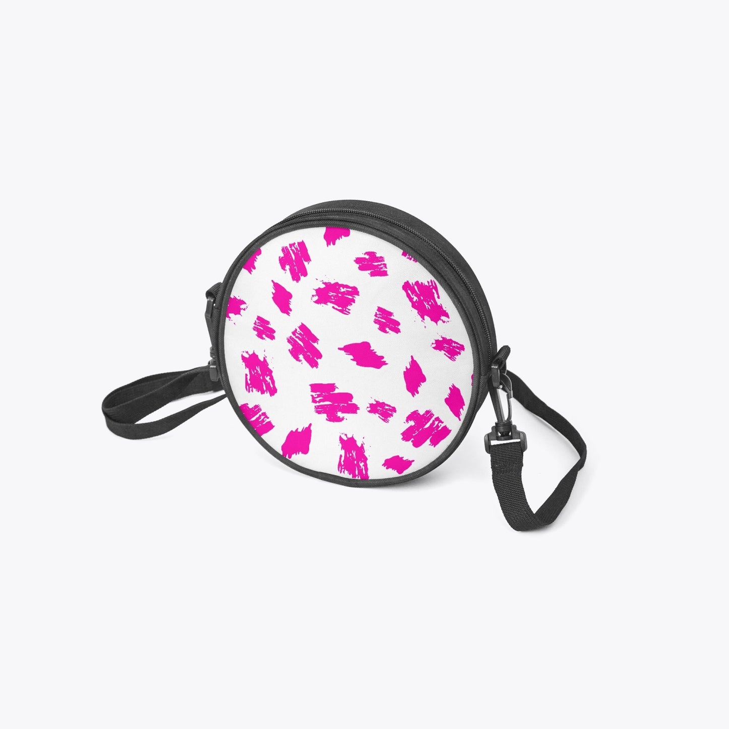 Pink and White Round Satchel Bag