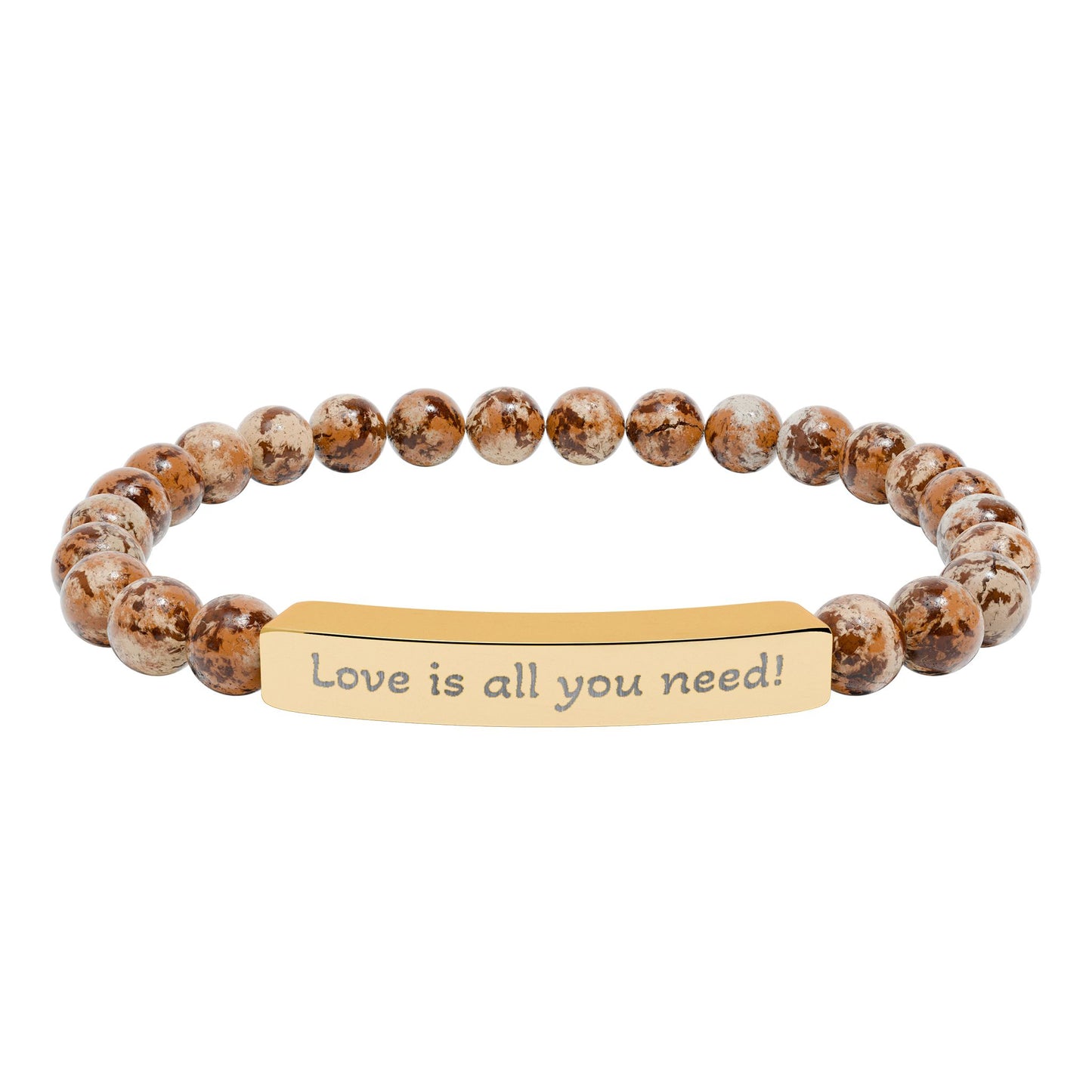 Engraved Natural Stone Stretch Bracelet — “Love is all you need!”