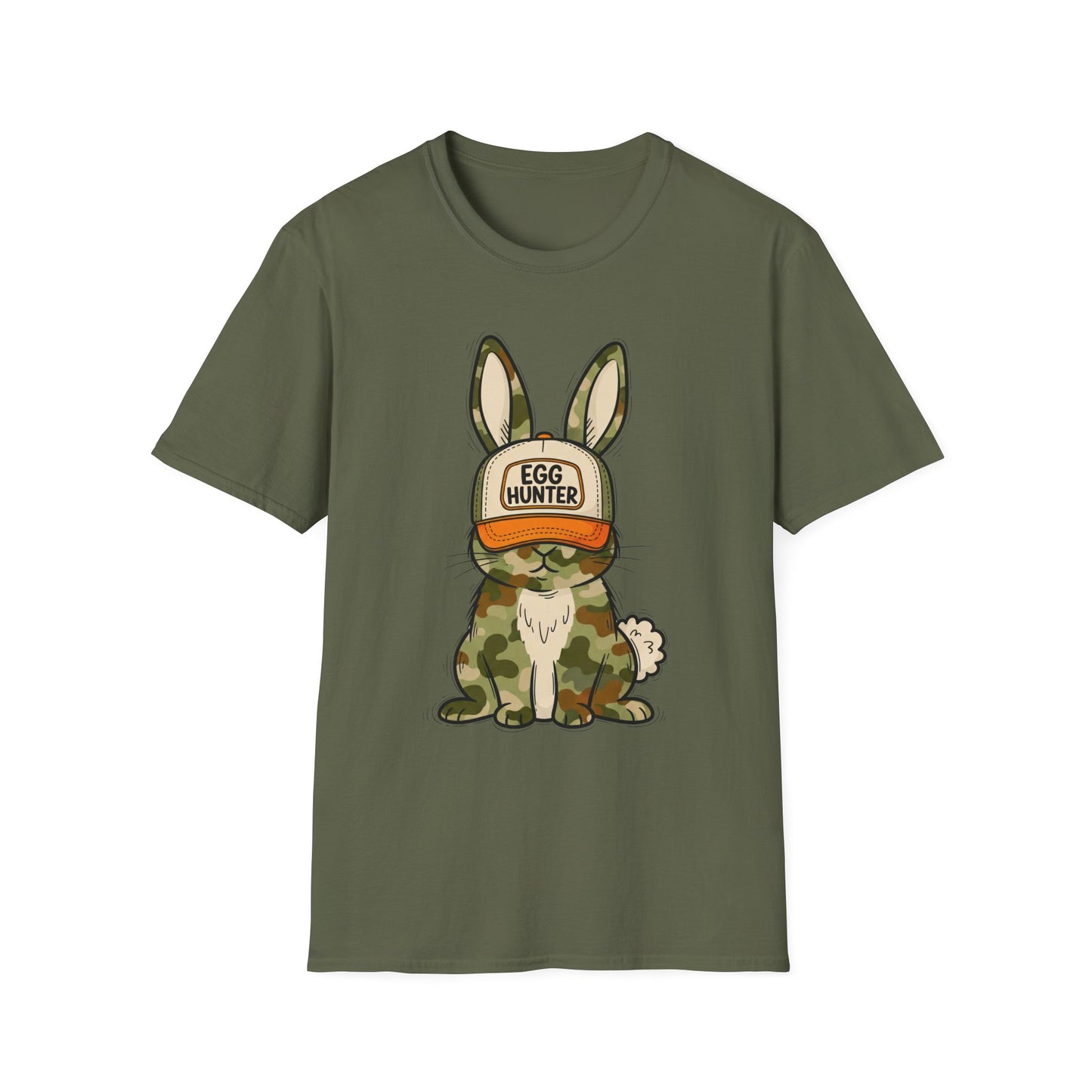 Egg Hunter Bunny T-Shirt — Camouflage Rabbit Graphic Tee for Easter