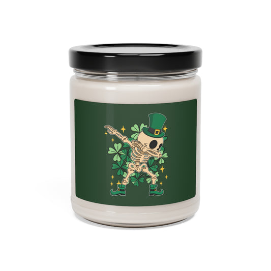 Shamrock Skeleton St. Patrick's Day Scented Soy Candle, 9oz - Made in USA
