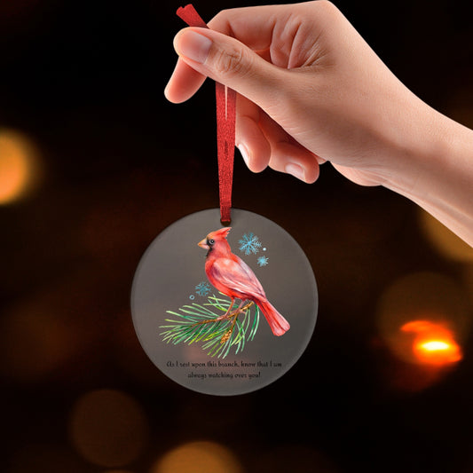 Cardinal Acrylic Round Hanging Ornament