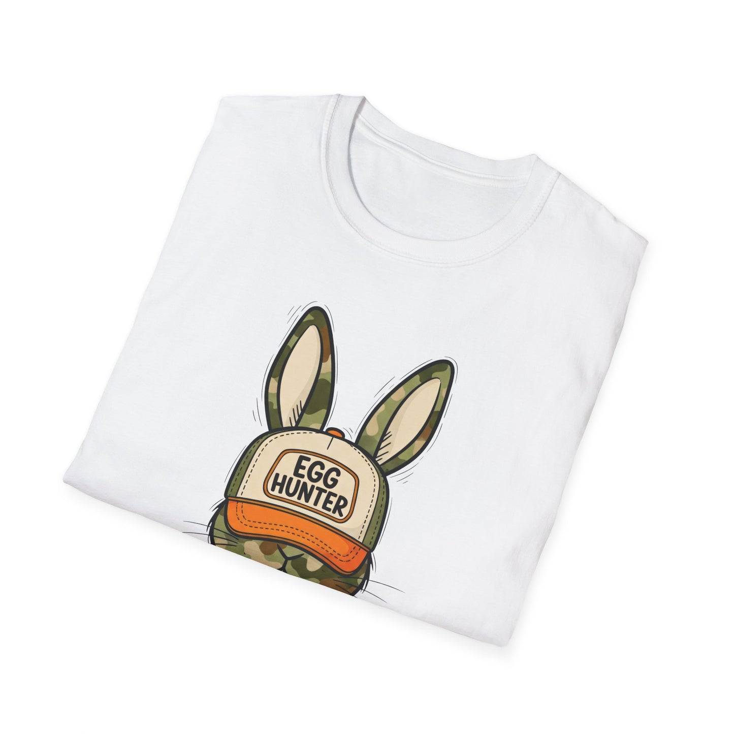 Egg Hunter Bunny T-Shirt — Camouflage Rabbit Graphic Tee for Easter