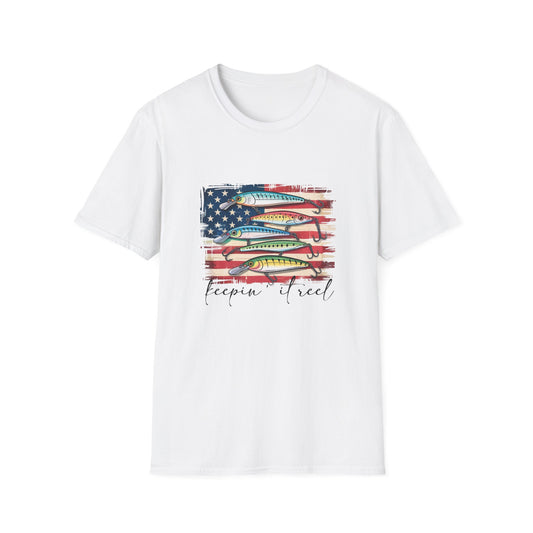 American Flag Fish Unisex T-Shirt | Fishing, Outdoor Adventure, BBQ, Patriotic Gift, Relaxed Fit Tee