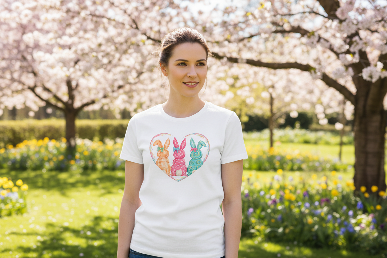 Easter Pastel Bunny Heart T-Shirt