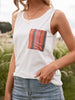 Pocketed Printed Round Neck Tank