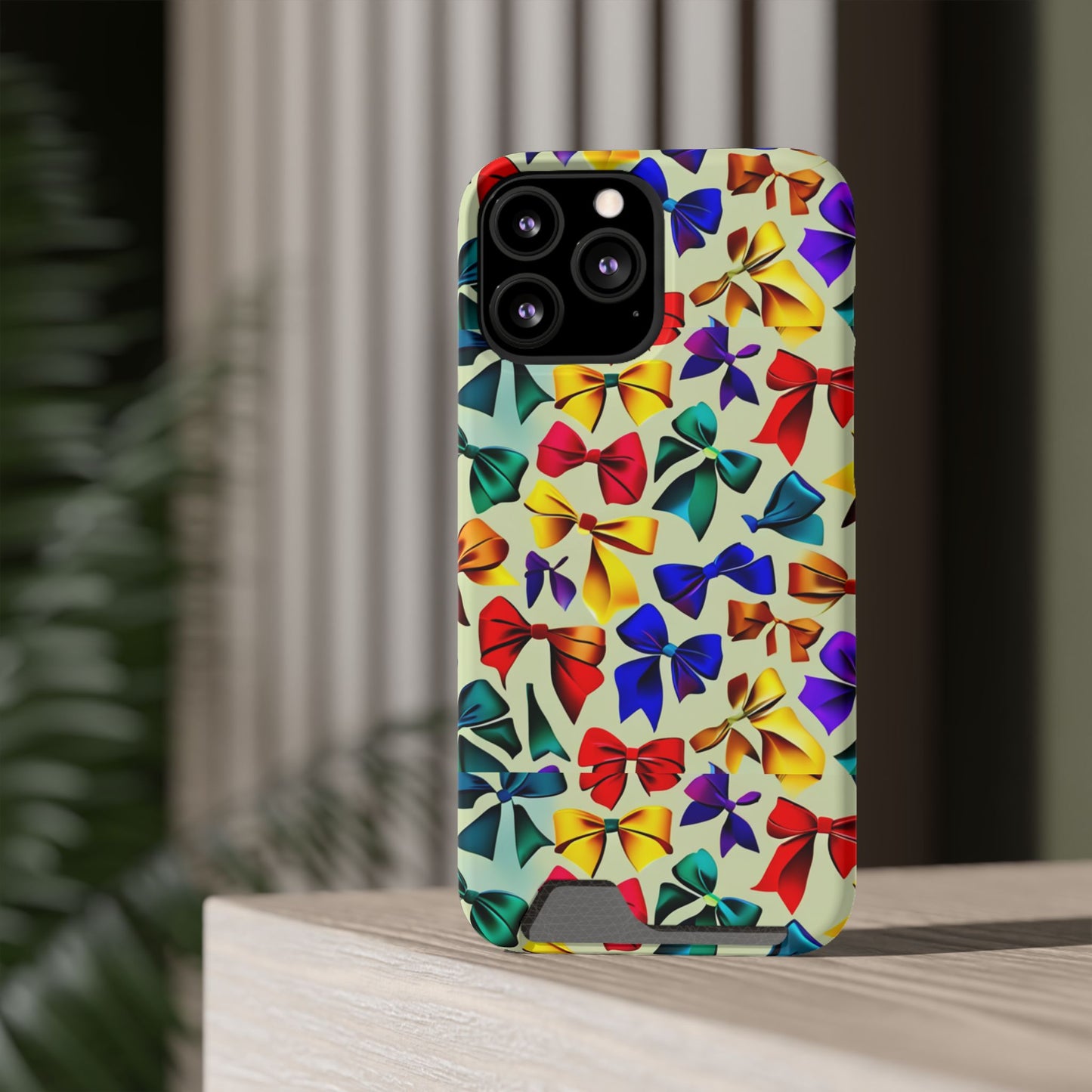 Colorful Bow Pattern Phone Card Case — Slim Wallet Phone Case