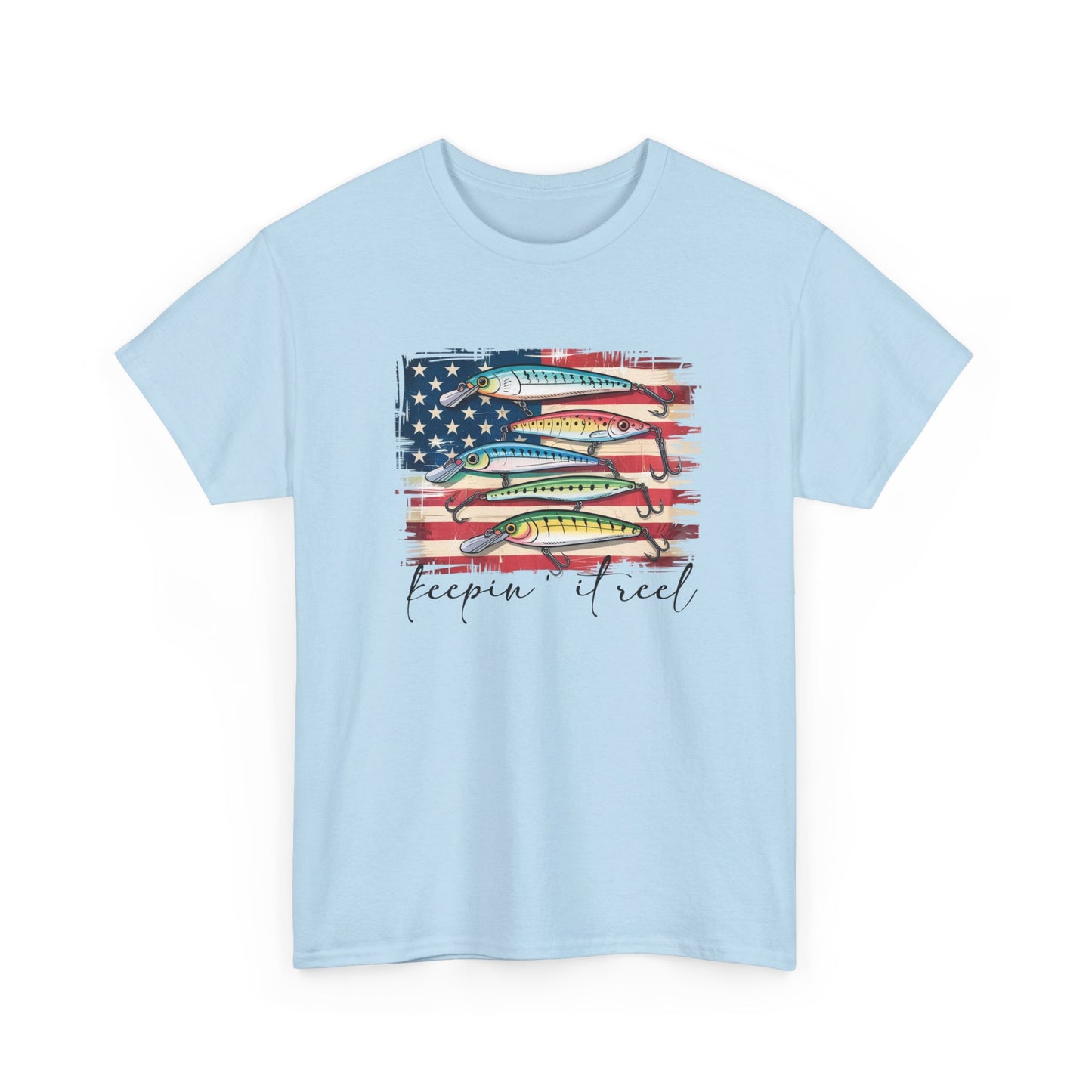 T-Shirt — American Flag Fish Graphic "Keepin' It Reel" | Patriotic Fishing Tee