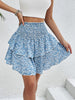 Smocked Layered Printed Mini Skirt