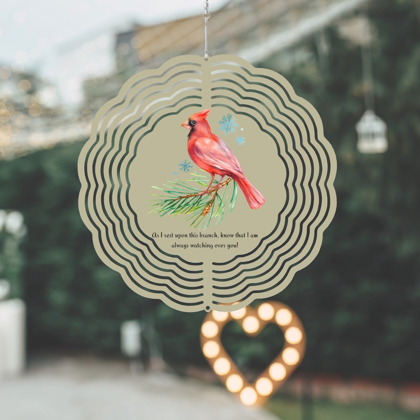 Cardinal on Branch Flower Wind Spinner