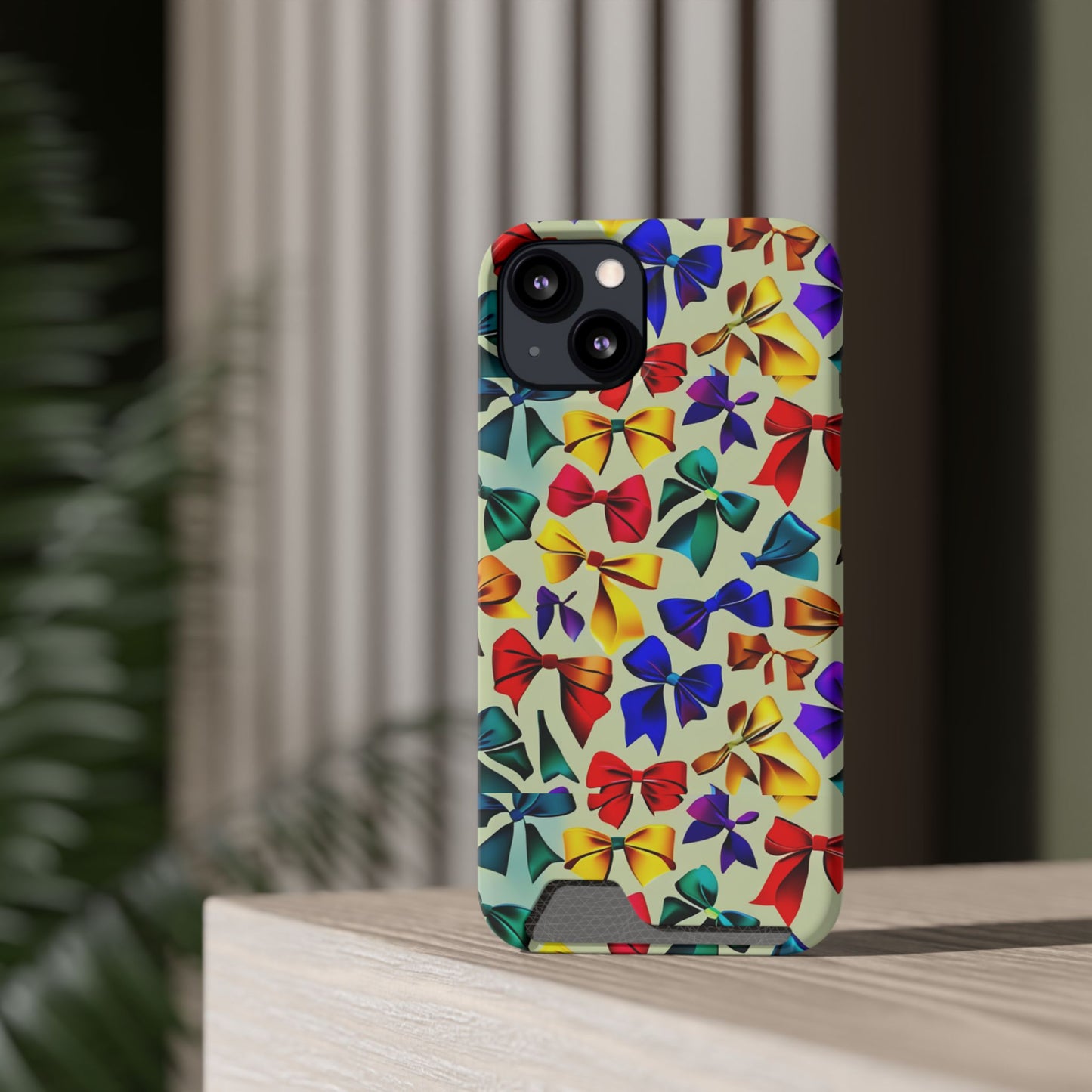 Colorful Bow Pattern Phone Card Case — Slim Wallet Phone Case