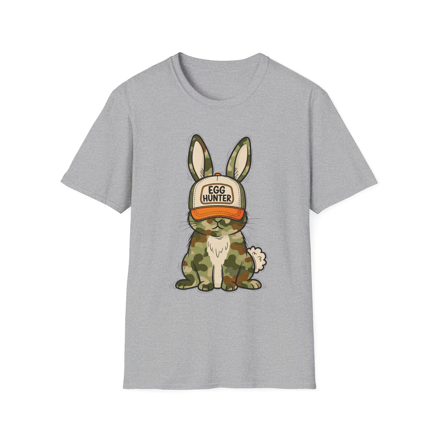 Egg Hunter Bunny T-Shirt — Camouflage Rabbit Graphic Tee for Easter