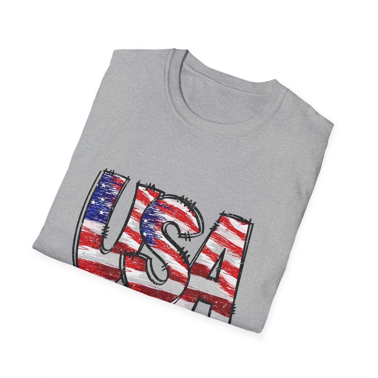 USA Flag Unisex Softstyle T-Shirt - Patriotic Tee, July 4th Shirt, Casual Summer Wear, Gift for Veterans, Comfortable Everyday Style
