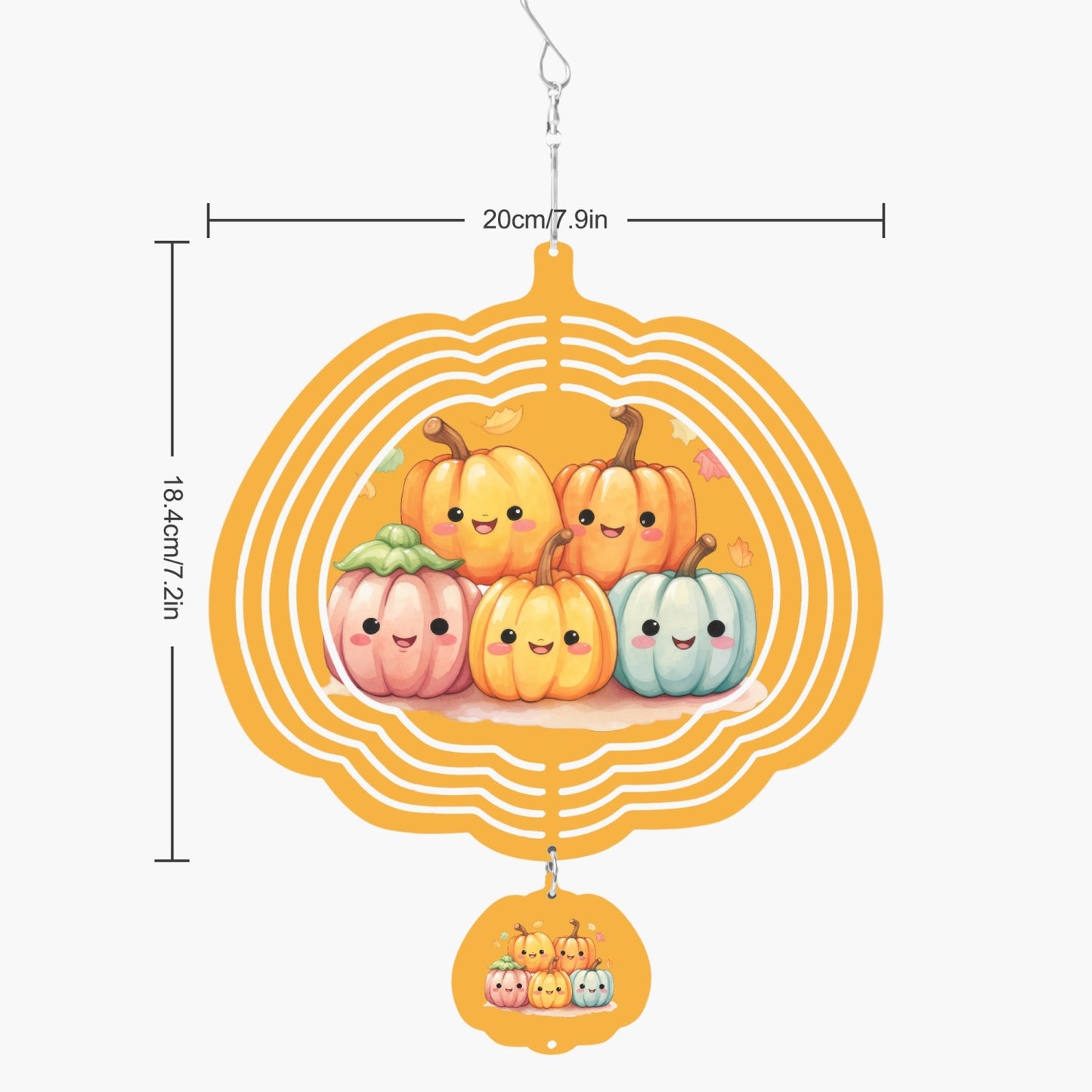 Pumpkins on Pumpkin Shaped Wind Spinner