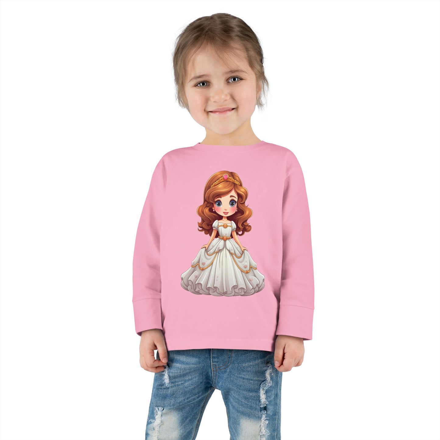 Toddler Princess Long Sleeve Tee, Adorable Girl's Shirt, Birthday Gift, Dress Up Tee, Toddler Top, Cute Graphic Tee