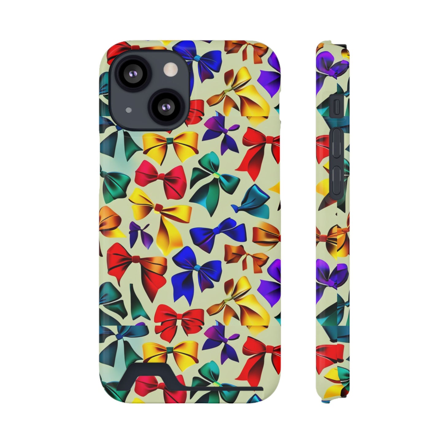 Colorful Bow Pattern Phone Card Case — Slim Wallet Phone Case