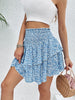 Smocked Layered Printed Mini Skirt