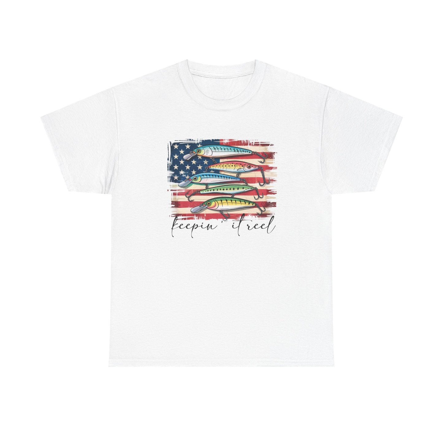 T-Shirt — American Flag Fish Graphic "Keepin' It Reel" | Patriotic Fishing Tee