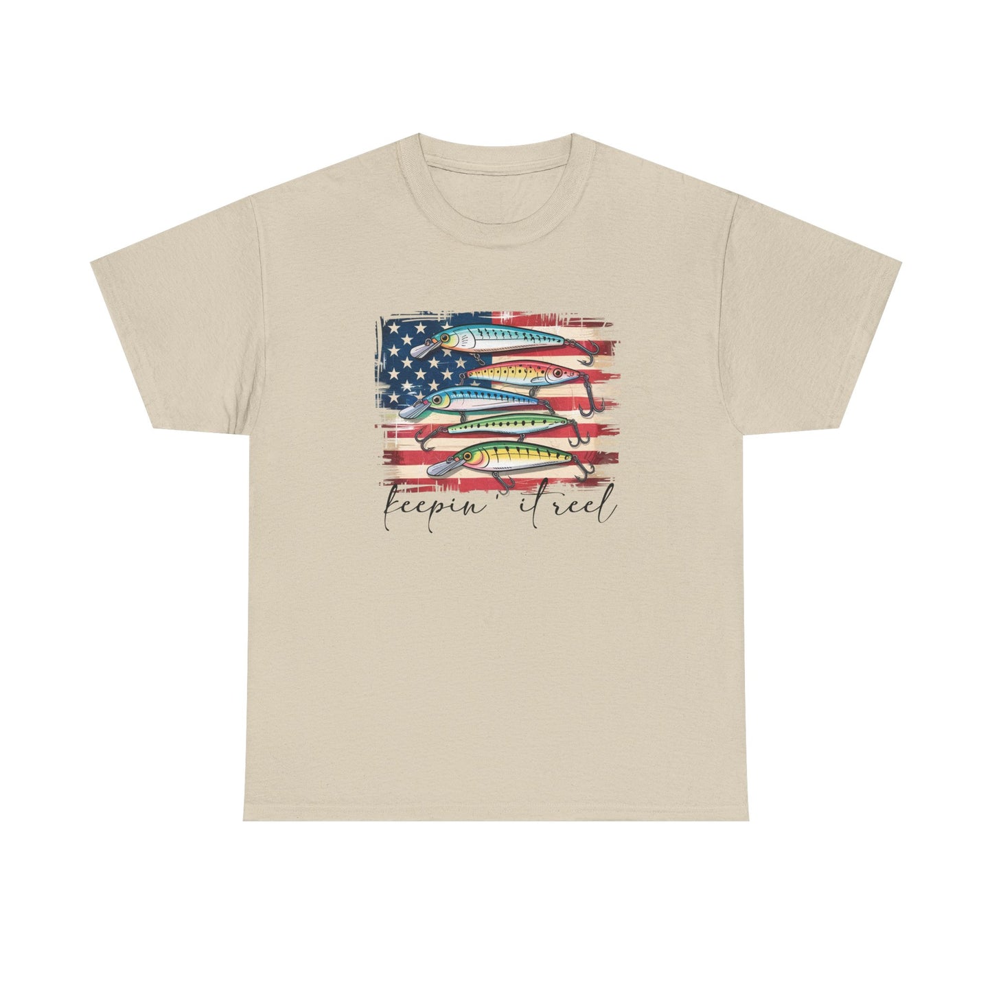 T-Shirt — American Flag Fish Graphic "Keepin' It Reel" | Patriotic Fishing Tee