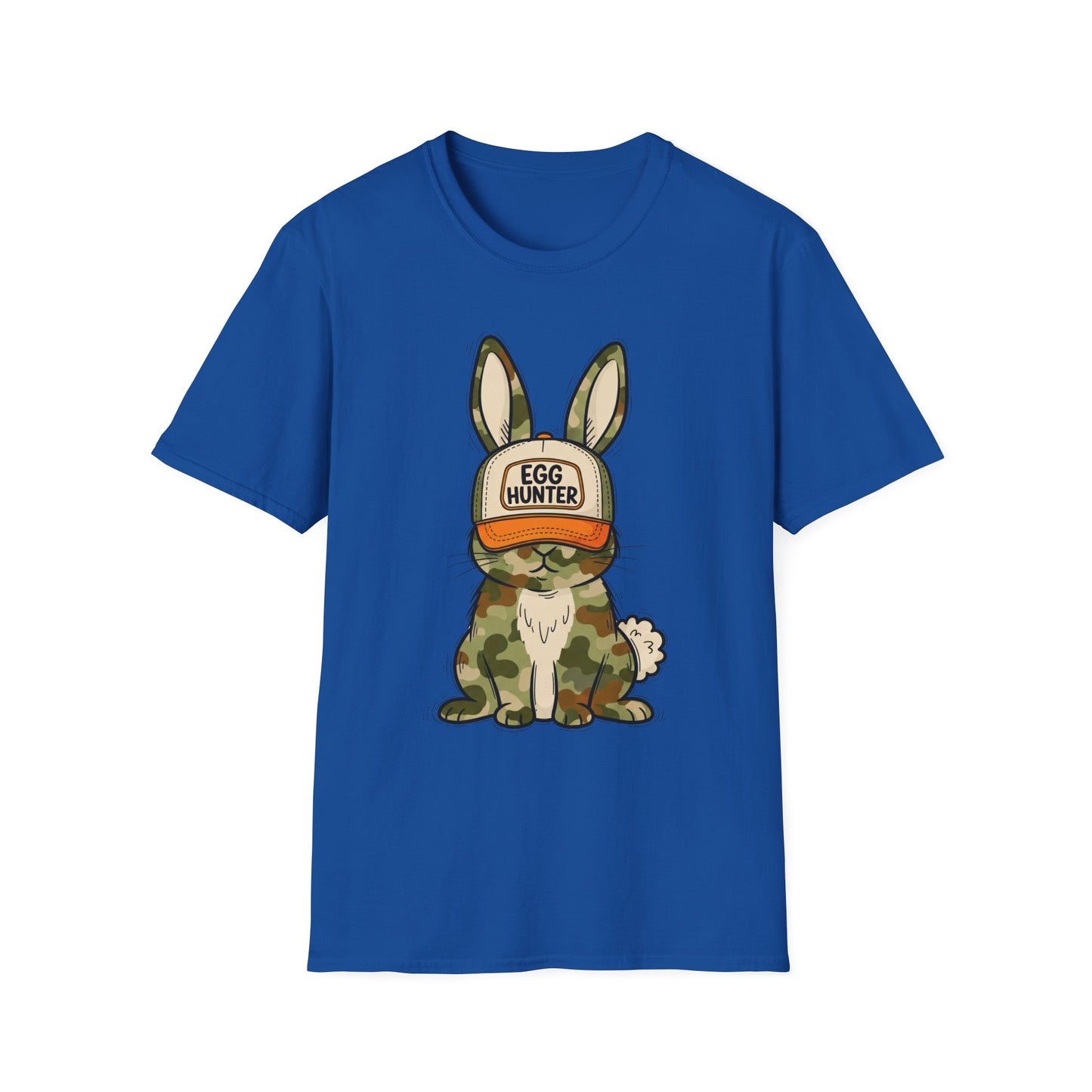 Egg Hunter Bunny T-Shirt — Camouflage Rabbit Graphic Tee for Easter