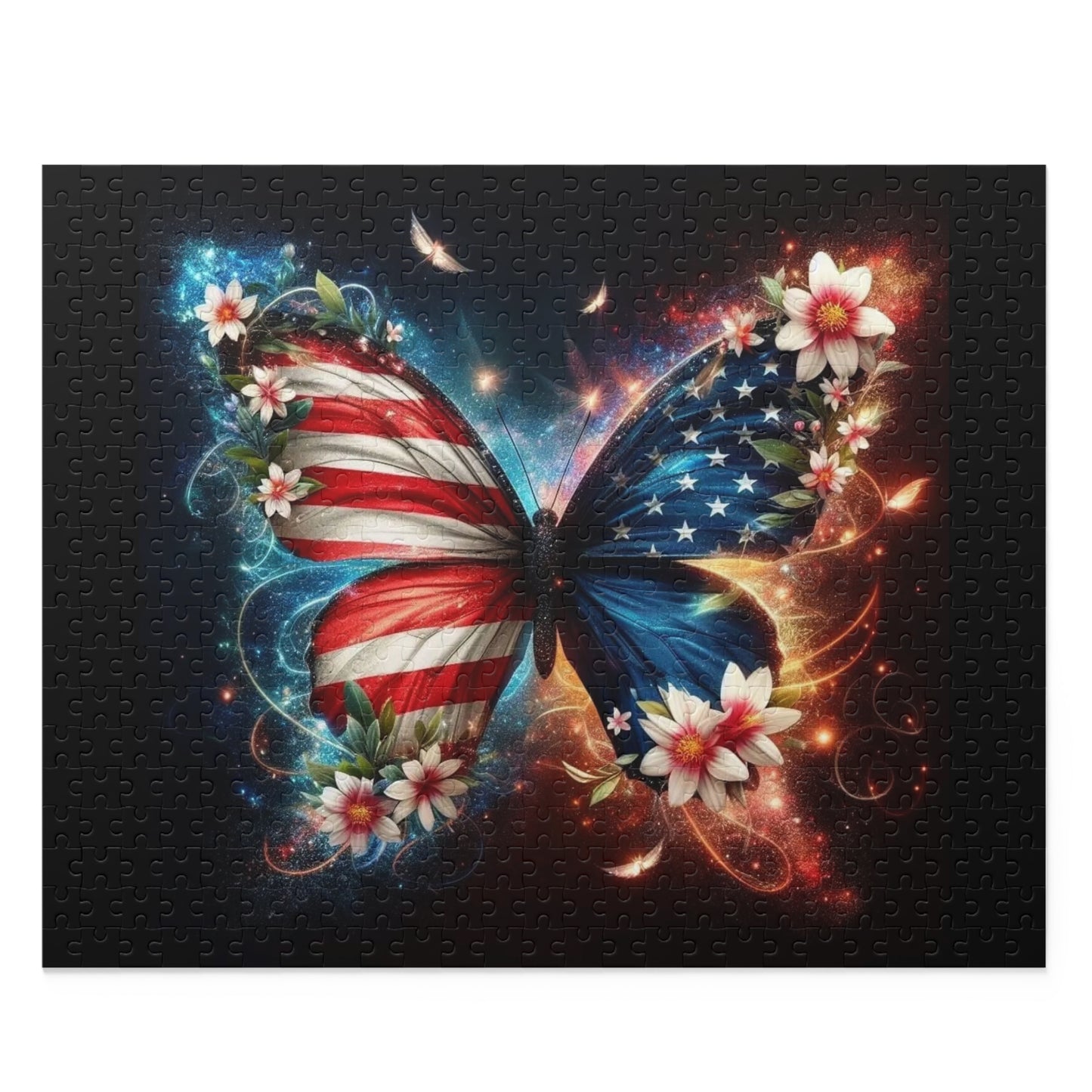 American Flag Butterfly Puzzle — Patriotic 120/252/500-Piece Jigsaw
