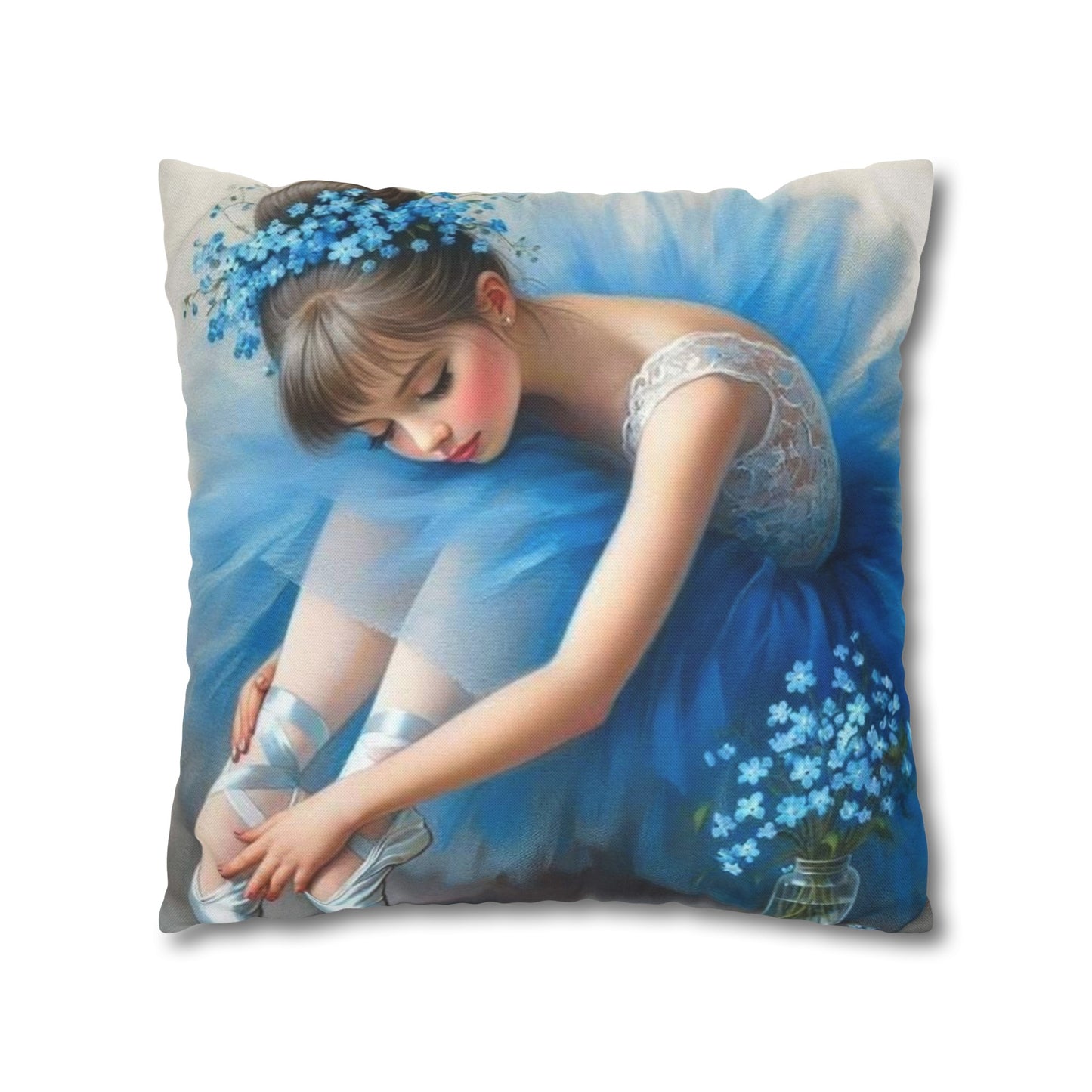 Blue Ballerina Spun Polyester Square Pillowcase