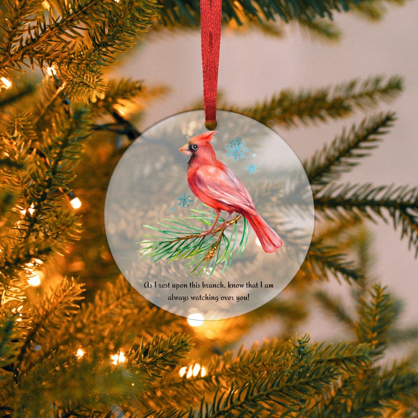 Cardinal Acrylic Round Hanging Ornament