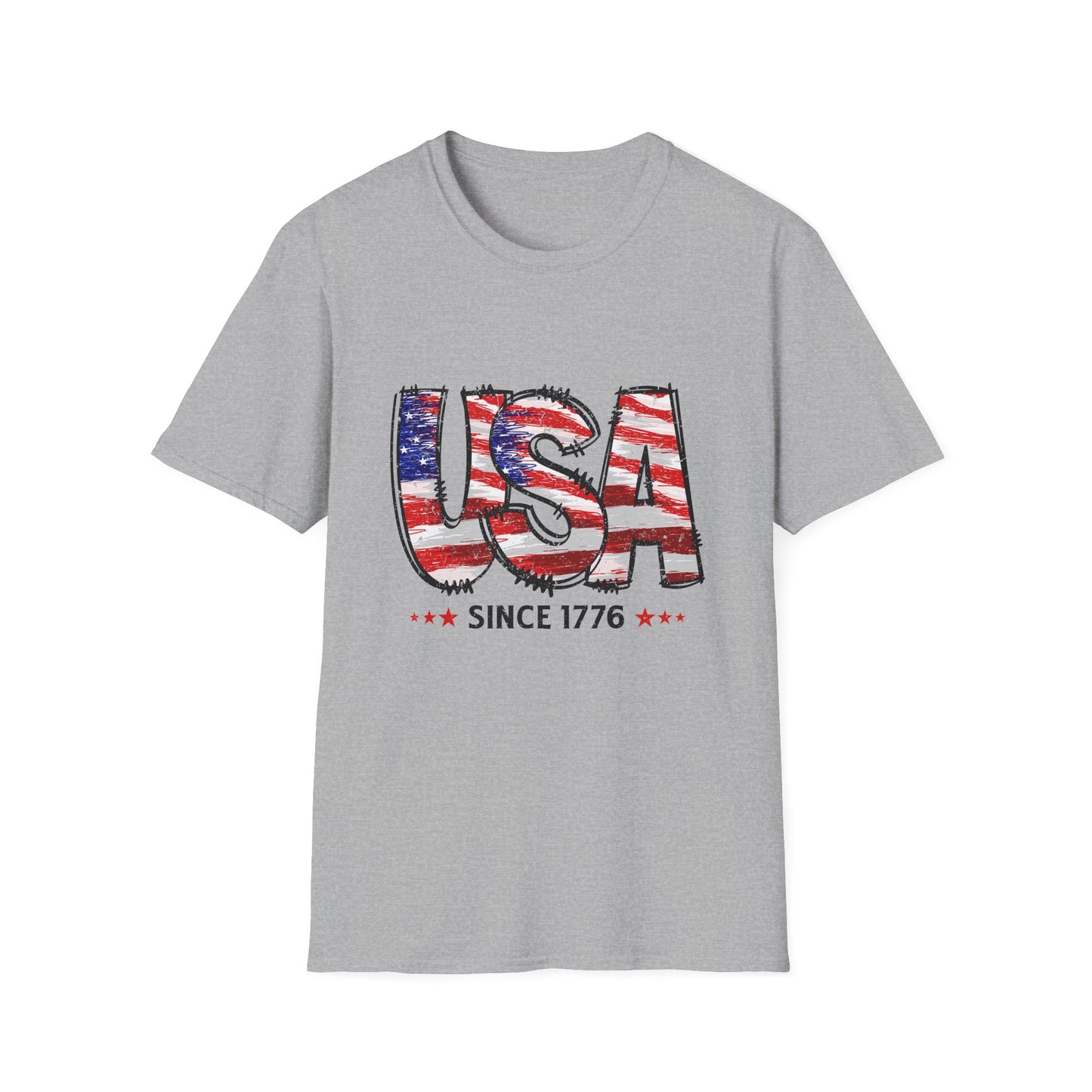 USA Flag Unisex Softstyle T-Shirt - Patriotic Tee, July 4th Shirt, Casual Summer Wear, Gift for Veterans, Comfortable Everyday Style