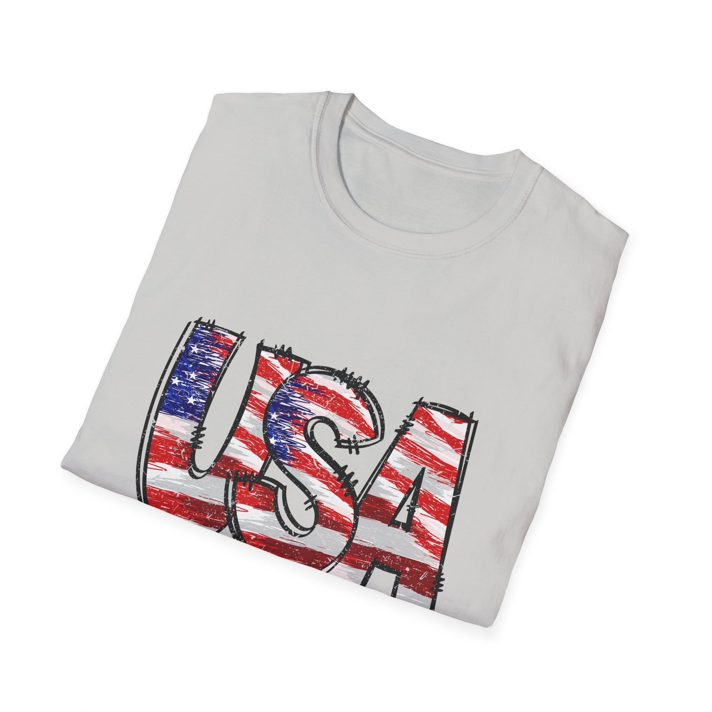 USA Flag Unisex Softstyle T-Shirt - Patriotic Tee, July 4th Shirt, Casual Summer Wear, Gift for Veterans, Comfortable Everyday Style