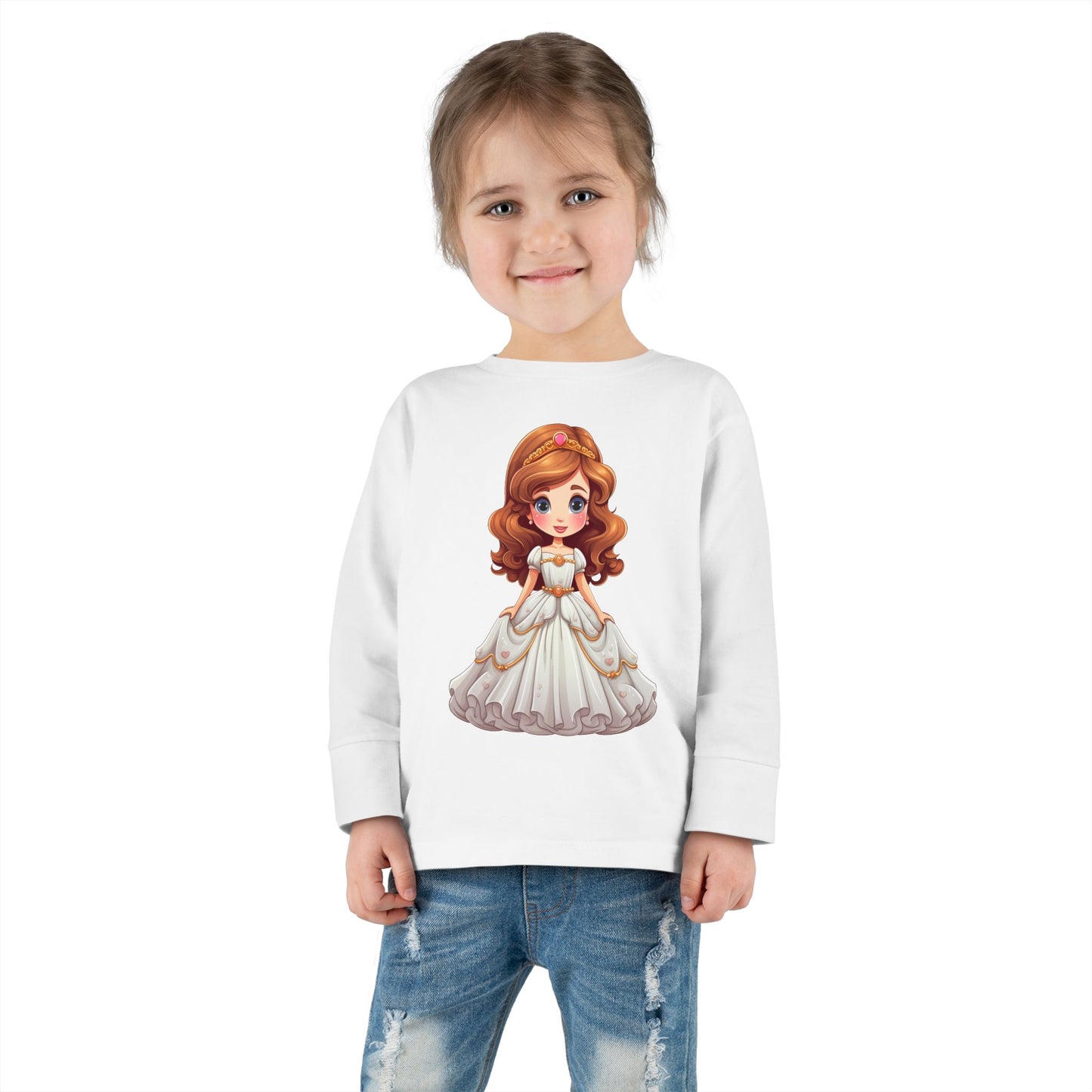 Toddler Princess Long Sleeve Tee, Adorable Girl's Shirt, Birthday Gift, Dress Up Tee, Toddler Top, Cute Graphic Tee