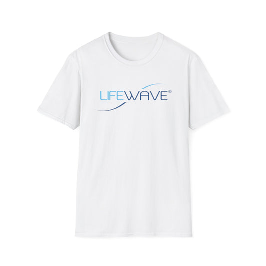 LifeWave Unisex Softstyle T-Shirt, Relaxed Fit Tee, Summer Casual Wear, Blue Wave Design Shirt, Gift for Wellness Enthusiasts