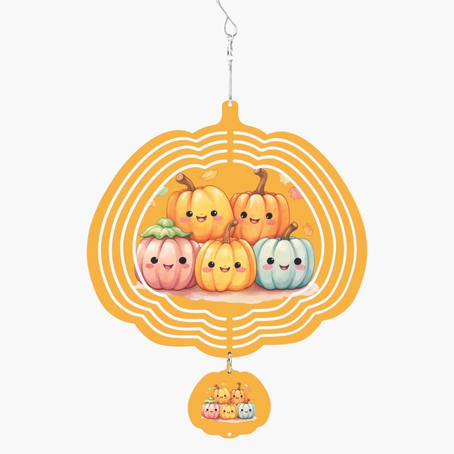 Pumpkins on Pumpkin Shaped Wind Spinner