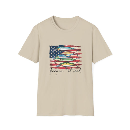 American Flag Fish Unisex T-Shirt | Fishing, Outdoor Adventure, BBQ, Patriotic Gift, Relaxed Fit Tee
