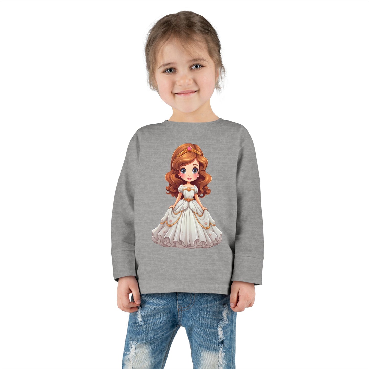 Toddler Princess Long Sleeve Tee, Adorable Girl's Shirt, Birthday Gift, Dress Up Tee, Toddler Top, Cute Graphic Tee