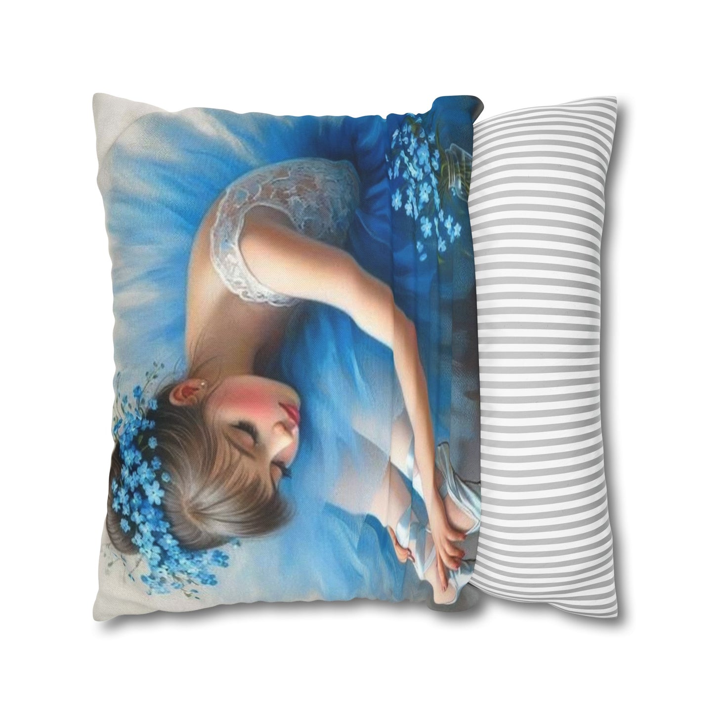 Blue Ballerina Spun Polyester Square Pillowcase