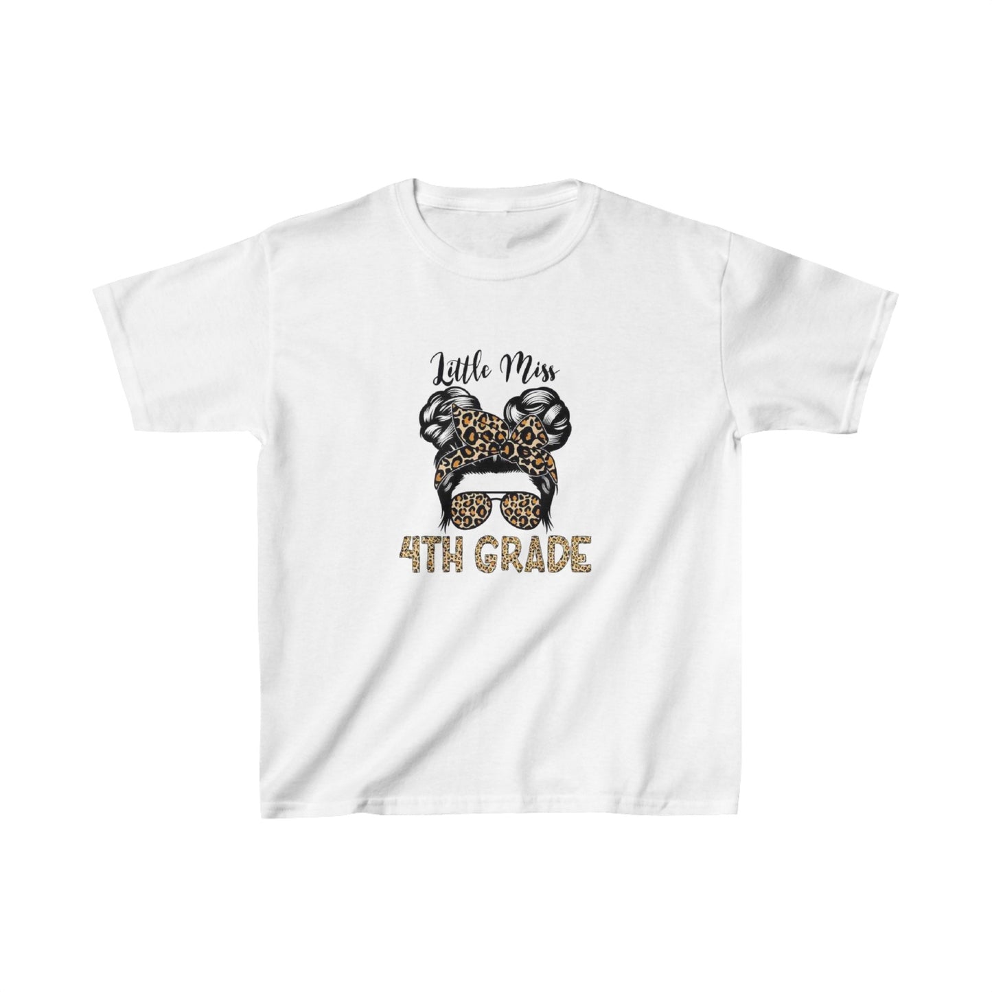 Little Miss 4th Grade in Animal Print Kids Heavy Cotton™ Tee