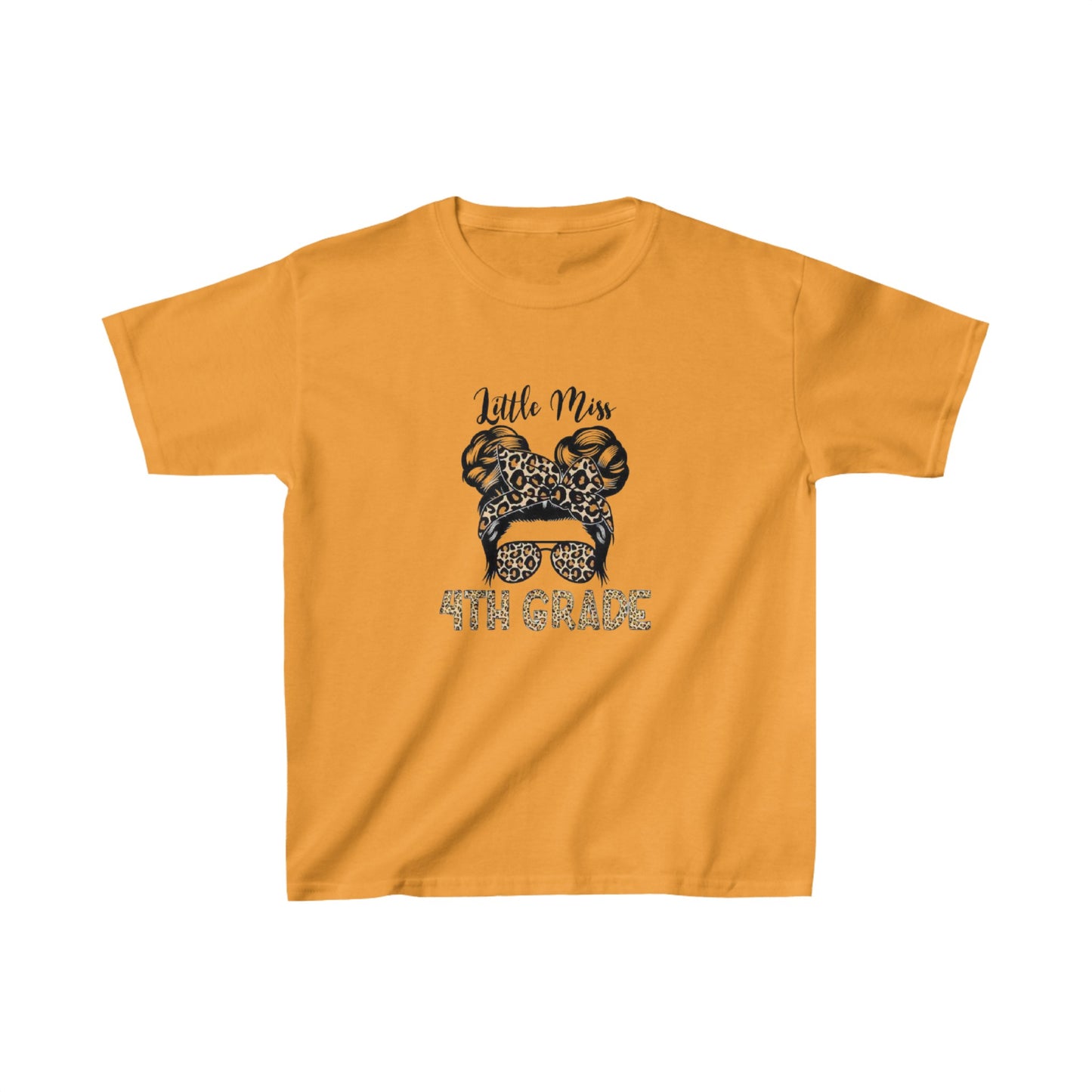 Little Miss 4th Grade in Animal Print Kids Heavy Cotton™ Tee