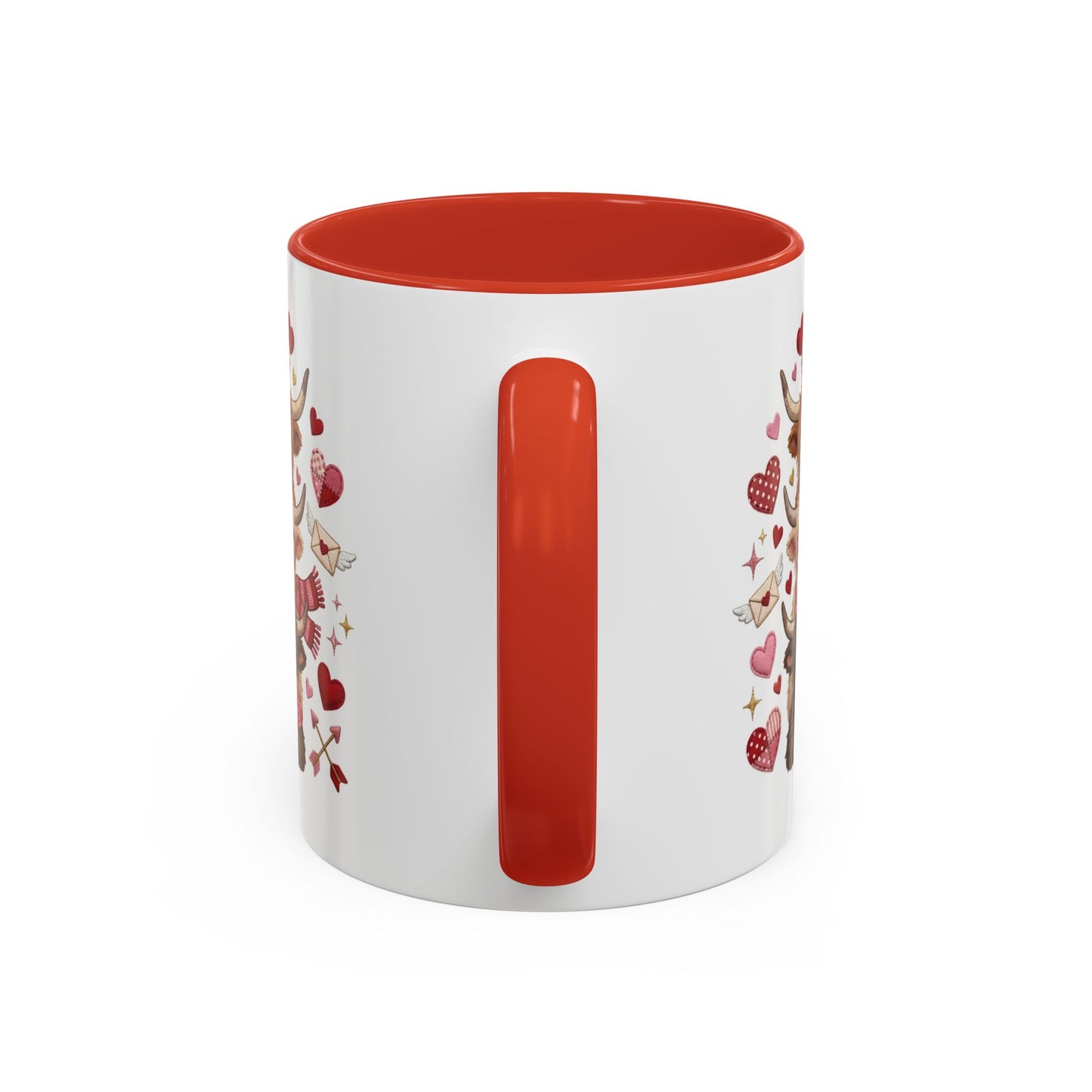 Valentine Highland Cow Stack Accent Mug – Cute Hearts & Love Letters (11/15oz)