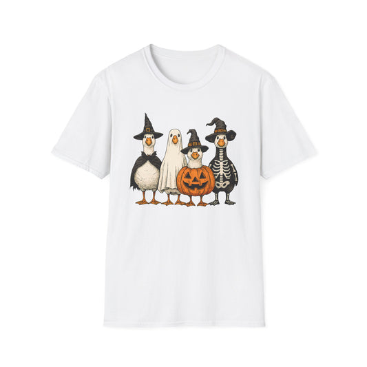 Halloween Themed Unisex T-Shirt, Funny Costume Shirt, Spooky Shirt, Pumpkin and Skeleton Tee, Fall Fashion, Holiday Gift